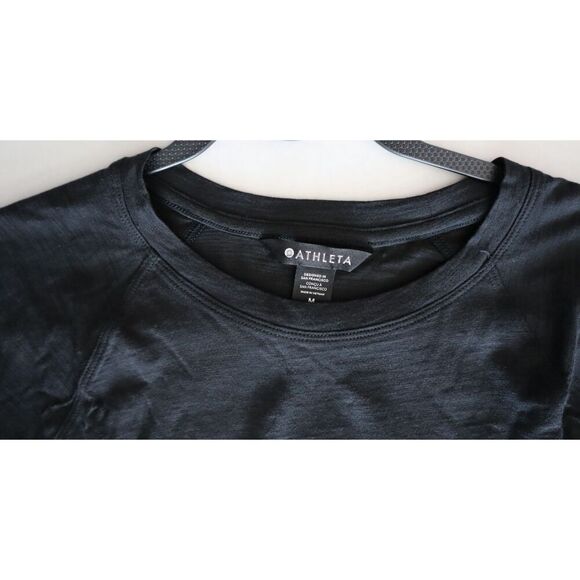 Athleta 624104-00 Women's Sz Medium Black Long Sleeve Classic Slub Top - Picture 6 of 10